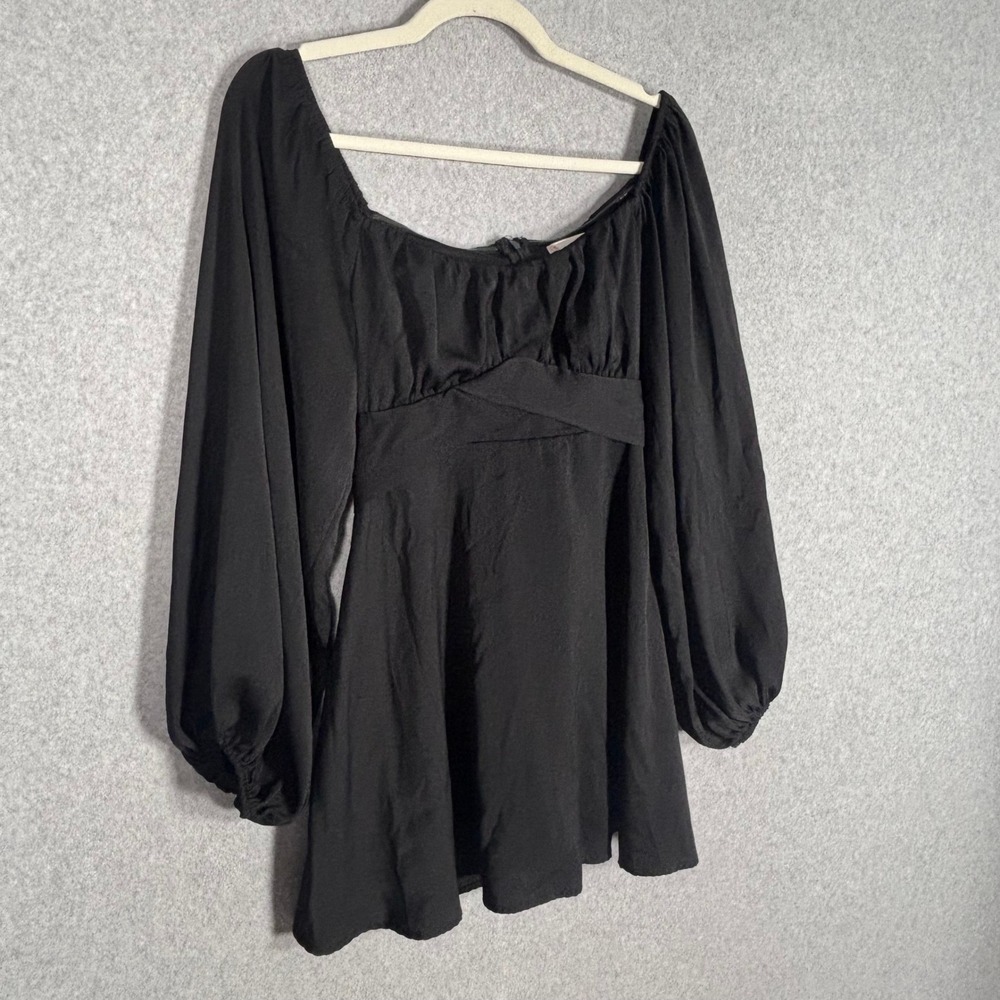 Altar'd State Satin Babydoll Dress Medium Black Milkmaid Victorian Renaissance